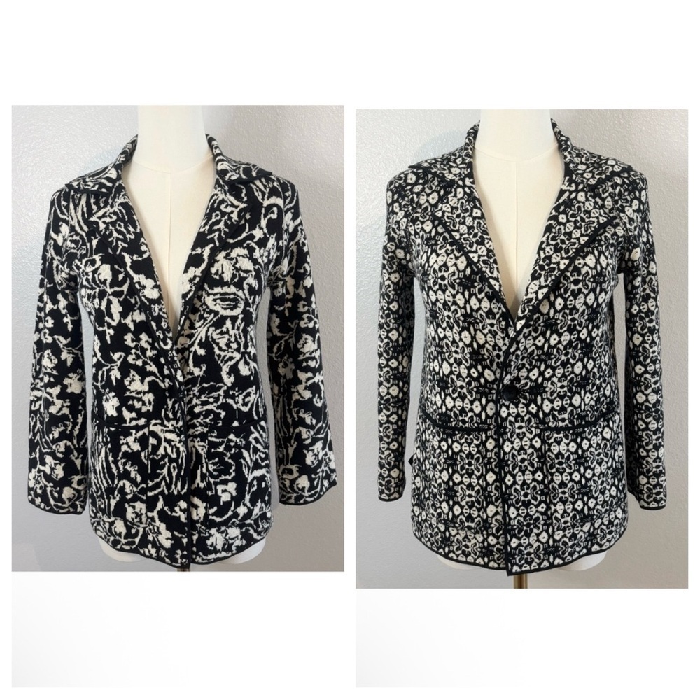 Anthropologie Ett:Twa Reversible Artisan Knit Floral Sweater Blazer Cardigan XS